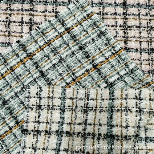 Boucle fashion Plaid design with lurex fabric